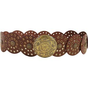 5572 Hollow Wide Disc Belt For Women Out Round Leather Metal Buckle Belt Soft